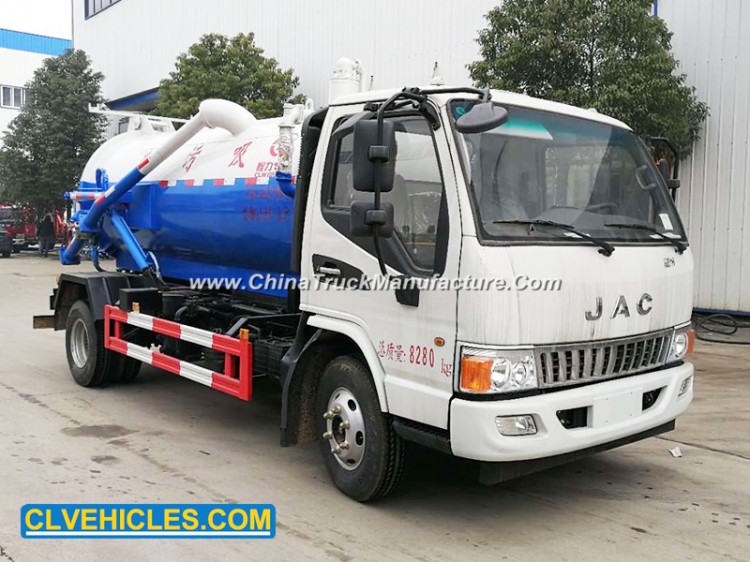 JAC Vacuum Sewage Suction Truck 5000 Liters Septic Tanker Sewer Cleaning Sludge Tank Fecal Waste Sew