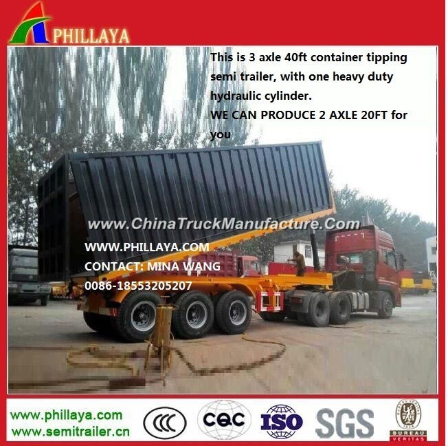 3 Axle 40FT Tipping Container Tipper Semi Trailer for Sale