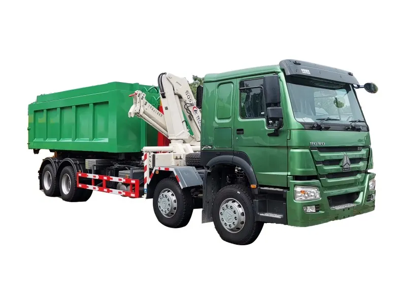 HOWO 8x4 hooklifts truck with crane hooklifts garbage truck