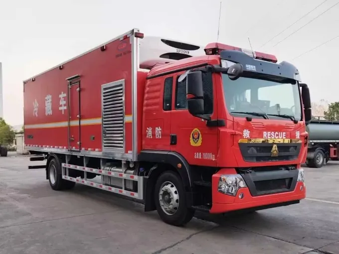 HOWO 15 Tons Refrigerated Trucks Fire Fighting Freezer Trucks